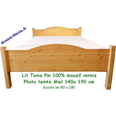 Lit Tania Pin 100% Massif Vernis. 140x190cm.