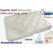 AVRIL Couette Ecolabel 250gr/m2 de coton vierge cardé.