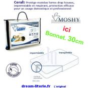 Coral Bonnet jusqu'à 30cm Protège-Matelas Imperméable Respirant .