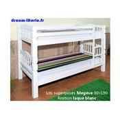Lits Superposés 100% Pin Massif MEGEVE 90x190 Sommiers Compris. Teinte NOYER.