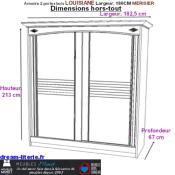 Armoire LOUISIANE 2 PORTES BOIS COULISSANTES LARG. 180CM