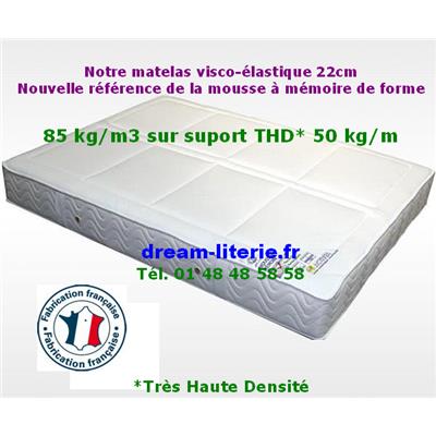 Matelas Visco Luxe Haut.22cm, ou PackDream.