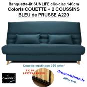 CLIC-CLAC SUNLIFE, Couchage 140x190CM Mat.SOFAFLEX HD26kg/m3 Haut.13cm. LATTES LARGES.