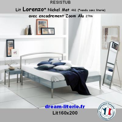 Lit Lorenzo 160x200 avec encadrement Zoom Coloris Nickel Mat 461.