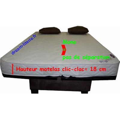 Matelas Dream-LATEX 100% 73 KG/M3 mono spécial Clic-Clac fixation ttes mécaniques.