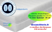 Matelas dream-Empire ressorts ensachés haut.20cm, ou Pack Dream