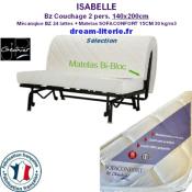 ISABELLE banquette-LIT BZ 140x200, super Matelas SOFACONFORT HD30kg/m3 Haut.15CM.