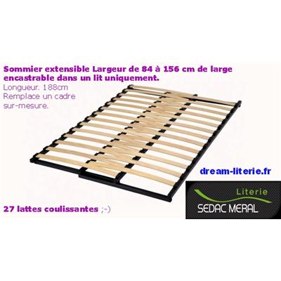 sommier extensible 27 lattes, Largeur. 84 à 156 cm xLongueur. 188cmde large