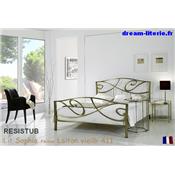 Lit Sophia Finition Laiton Vieilli 411 en 180 x200cm.