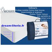 Protège matelas VELOURS imperméable et respirant, forme drap housse, 