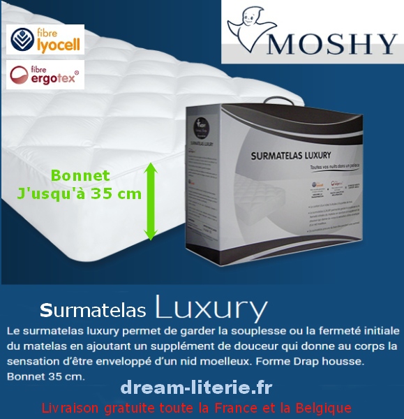 Luxury le surmatelas douceur forme drap-housse, capitonné fibres