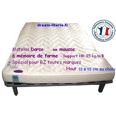 Matelas Dream Visco sur Mousse HR35 Spécial Banquette-lit BZ,épaisseur 10 à 15 cm Av.Cordons..