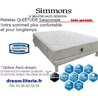 Matelas QUIÉTUDE "S"ou PackDream (Matelas Quiétude+sommier Dream tapiss+Pieds).