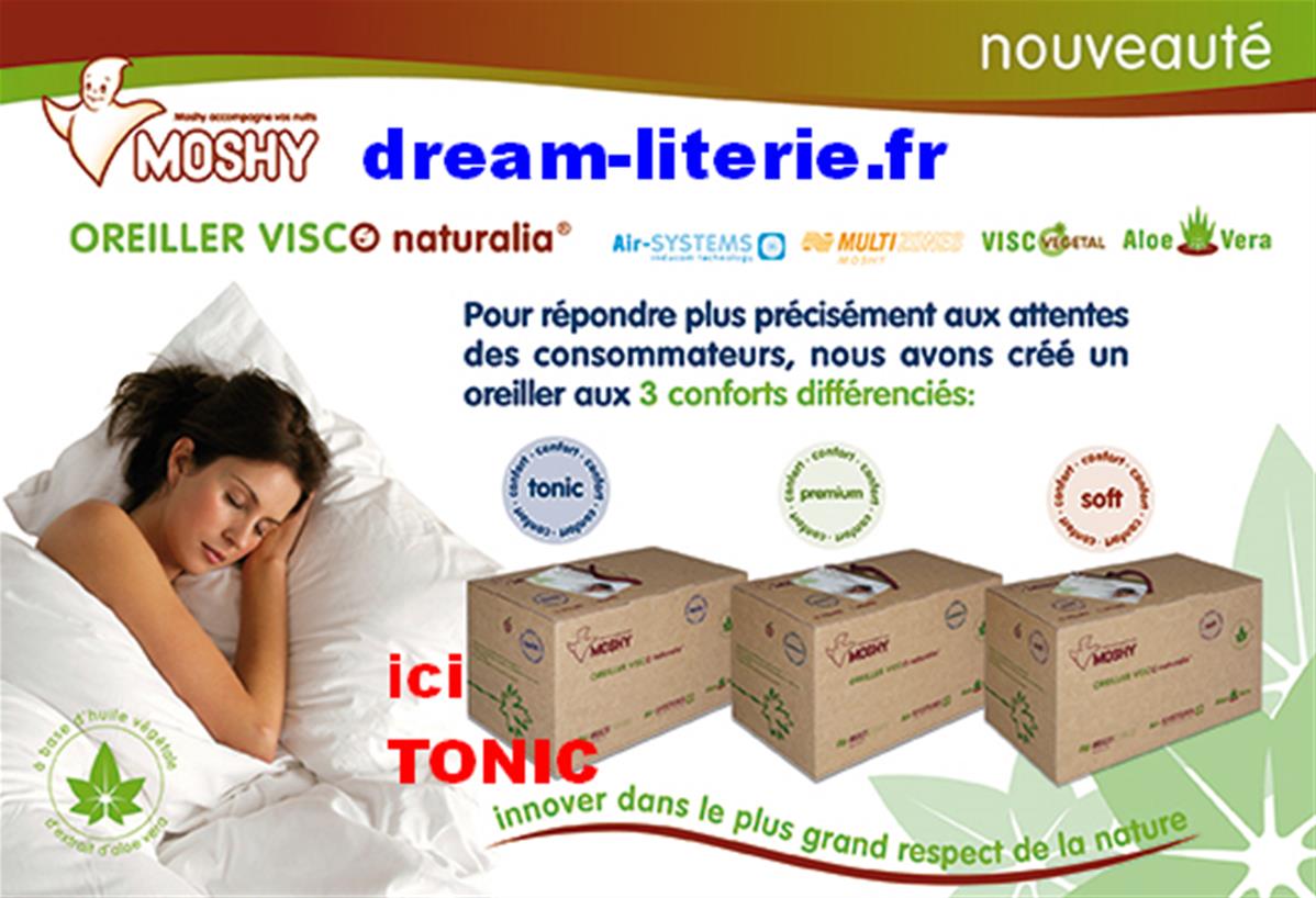 Oreiller Viscoélastique Visco-Naturalia TONIC MOSHY. Port gratuit EN FRANCE