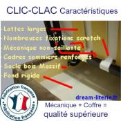 Banquette Clic-Clac LISETE, super matelas 18cm Mono 140x190.