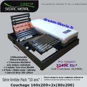 Pack 10 ans relaxation électrique sommiers Duo 160x200 + Matelas Turin+Kit Decor+pieds