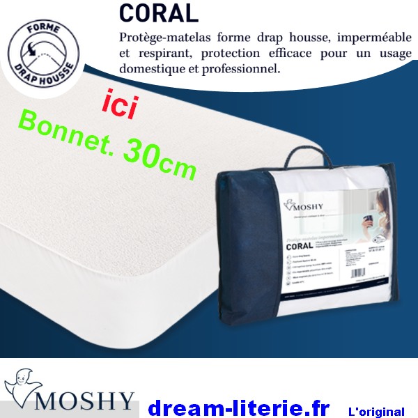 Protège matelas imperméable en coton bonnet 30 cm protect - blanc