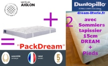 Matelas Aiglon 100% Latex 7 zones Haut.20cm +somDream+4Pieds