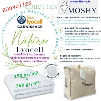 Couette Nature-Lyocell 4 SAISONS 250gr/m²+150gr/m² reliées bouton pression