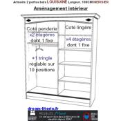 Armoire LOUISIANE 2 PORTES BOIS COULISSANTES LARG. 180CM