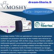 TURIA Protège-Matelas  capitonné imperméable respirant forme drap-housse - Bonnet 30cm -Fibre FIBERTEX..