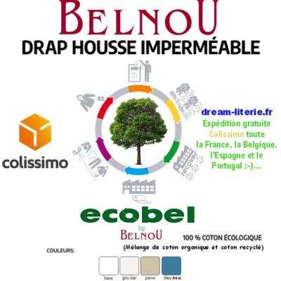 Drap-housse imperméable et respirant Ecobel, bonnet 18 à 32cm.