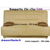 Banquette Clic-Clac LOU, super matelas 18cm Mono 140x190 + Couette + 2 coussins compris..