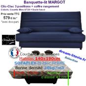 CLIC-CLAC MARGOT, Couchage 140x190CM Mat.SOFAFLEX HD26kg/m3 Haut.13cm.