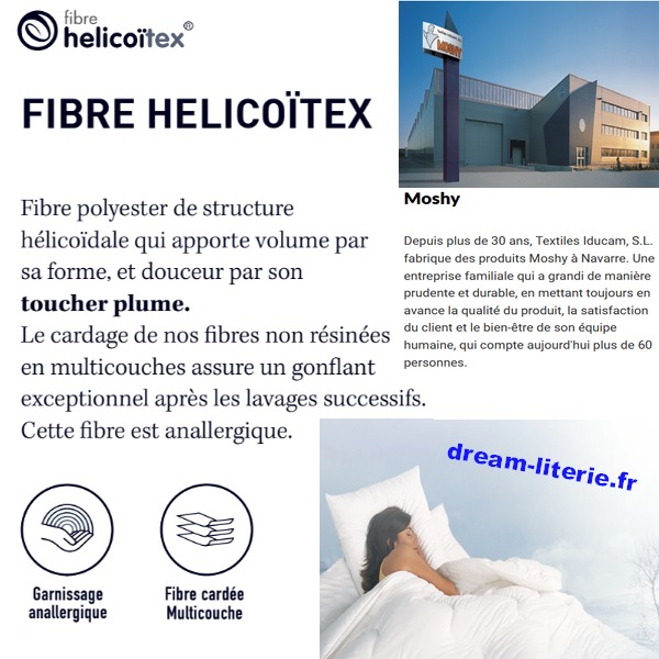 Versailles - Oreiller/Traversin simple housse, Fibre Helicoïtex.