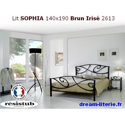 Lit SOPHIA 140x190 Coloris Brun Irisé 2613.