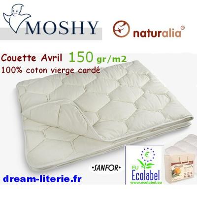 AVRIL Couette Ecolabel 150gr/m2 de coton vierge cardé.