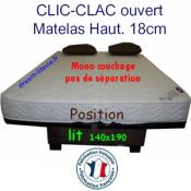 Banquette Clic-Clac LISETE, super matelas 18cm Mono 140x190.