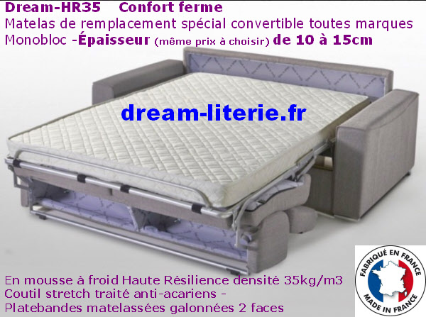 Matelas pour canapé-lit convertible mousse haute densité 135x185