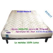 Matelas Dream 100% LATEX 73kg/m3, Spécial Banquette-lit BZ,épaisseur 10 à 15 cm.