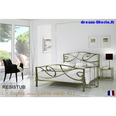 Lit Sophia Finition Laiton Vieilli 411 en 180 x200cm.