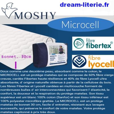 MICROCELL Protège-Matelas  capitonné respirant, fibres Lyocell+ Fibertex, forme drap-housse, réversible - Bonnet 30cm.
